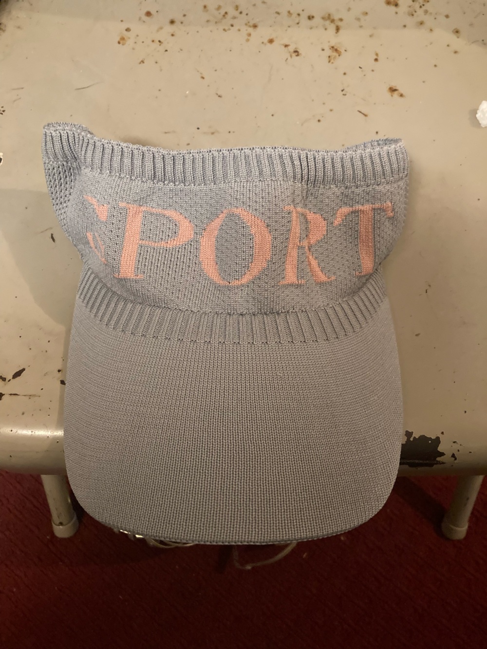 Light Blue Knit Beanie with Pink Lettering